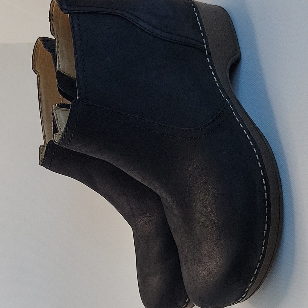 Dansko Womens Barbara Oiled Black Leather Clog Booties Side Zipper EU41/US9.5